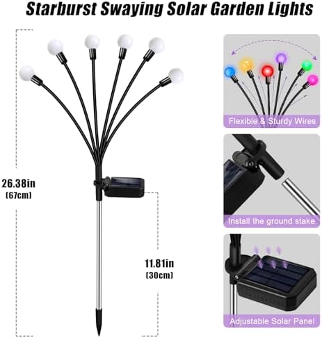 Solar Garden Lights Outdoor Waterproof, Swaying Firefly Light, Garden Decor - Image 6