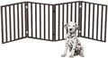 Pet Gate - 4-Panel Indoor Foldable Dog Fence for Stairs, Hallways or Doorways - 72x24-Inch Retractable Wood Freestanding Dog Gates by PETMAKER (Brown) by PETMAKER