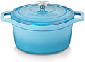 vancasso 7.5 Qt Round Enameled Cast Iron Dutch Oven with Lid, Blue by vancasso