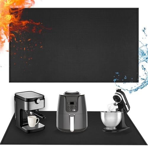 Heat Resistant Mats for Air Fryer on Countertop, 48 x 24in, Black by Amerbro
