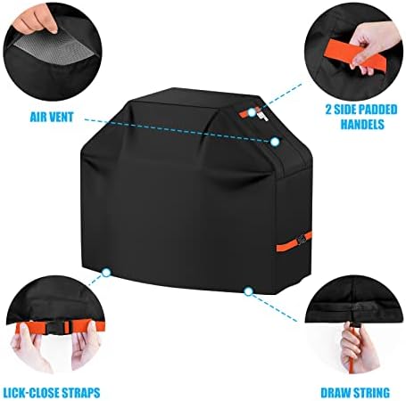72" Grill Cover Heavy Duty Waterproof BBQ Grill Protector Cover, Black - Image 2