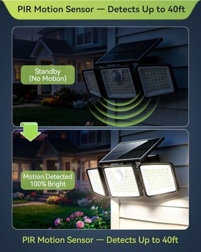 daphino 2500LM Solar Lights, Motion Sensor Outdoor Lights, 3-Head, 4 Pack - Image 3