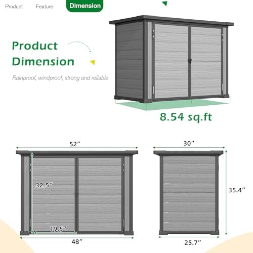 U-MAX Resin Outdoor Storage Cabinet, 23 Cu.Ft Horizontal Box with Base - Image 6