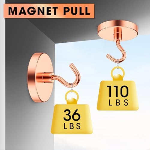 VNDUEEY Magnetic Hooks Heavy Duty, 110 Lbs Strong Magnets with Hooks for Cruise, Super Neodymium Earth Magnets Hook for Refrigerator, Magnets Metal Hook for Classroom, Kitchen,Garage (Rose, 10 Pack) - Image 3