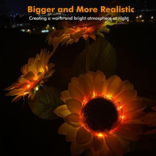 Solar Sunflower Lights Flowers Outdoor Waterproof for Yard Garden Cemetery - Image 4