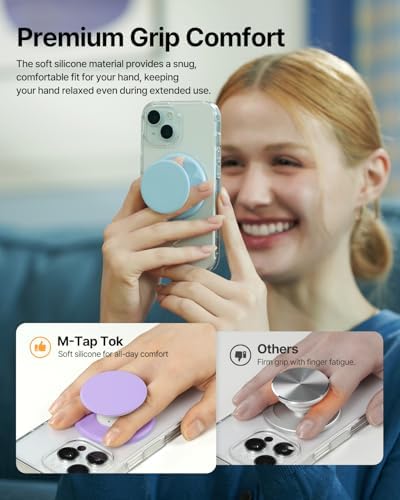 Sinjimoru Magnetic Phone Grip for MagSafe, Soft Silicone, Black - Image 2