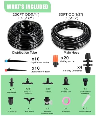 Drip Irrigation System for Watering Garden: 230FT Misting Sprinkler DIY Devices with Tubing Hose for Indoor Plants Outdoor Flower Beds Raised Growing Lawn Tree Patio Hydroponic - Image 2