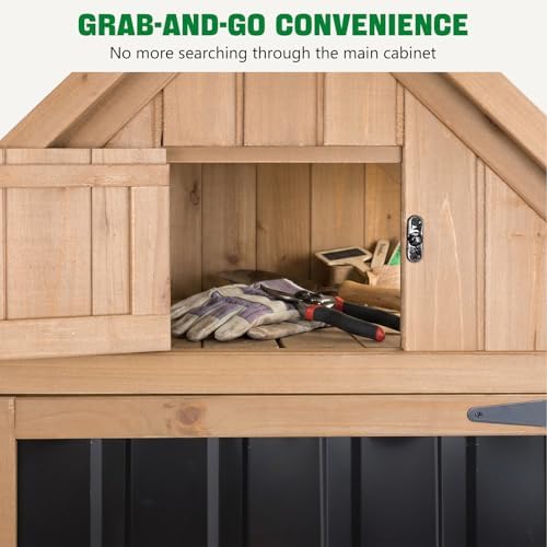 Ketive Outdoor Storage Cabinet, 67" Wooden Garden Tool Storage Shed - Image 3