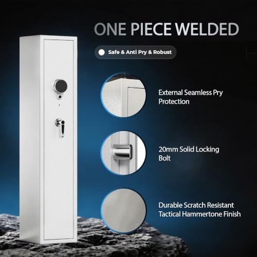 KAER [No Assembly Required] 3-5 Gun Safe for Rifles, One Piece Welded Anti Pry Heavy Duty Steel Shotgun Safe with Scratch Resistant Tactical Hammertone Finish for Home & Hunting - Image 5
