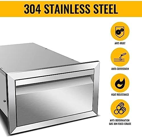 Flush Mount Stainless Steel Double Drawers with Recessed Handles for Outdoor Kitchens Or BBQ Island,-14W X 8.5H X 23D Inch - Image 4