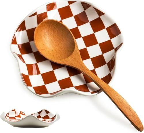 Miamolo Checkered Spoon Rest for Kitchen Counter, Holds Cooking Utensils by Miamolo