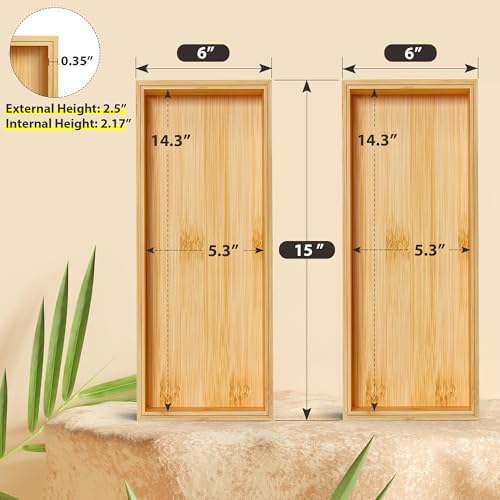 Bamboo Kitchen Drawer Organizer, Deep 2-Pack, 15" x 6" x 2.5" - Image 2