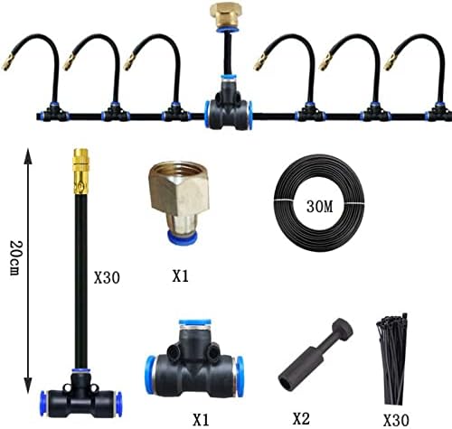 Outdoor Misting Cooling System Kit with Flexible Adjustable Nozzles & Flexible Misting Line & Filter, Patio Misters Mister System Drip Irrigation System for Outside Patio(Size:30m Tube+ 30 nozzles,) - Image 3
