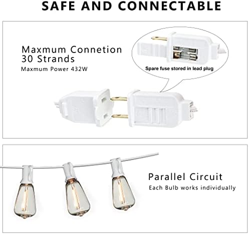 Outdoor String Lights White 50FT Waterproof Patio Lighting for Bistro Cafe - Image 5