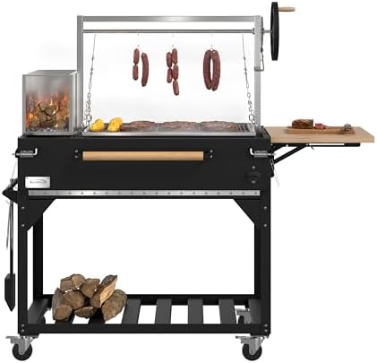 KoolMore 72 in. Charcoal and Wood BBQ Grill, Santa Maria Argentine Style Grill with Adjustable Grate, Heavy Duty, in Black by KoolMore