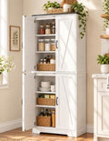 59" H Storage Cabinet, Kitchen Farmhouse Pantry Cabinet with 4 Doors, White by AURINESTHOME