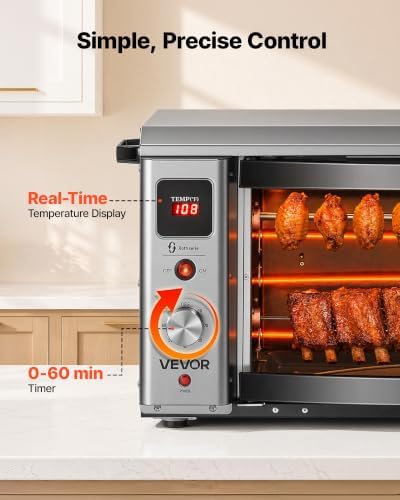 VEVOR Countertop Vertical Oven Brazilian Flame 2 Auto Rotating Skewers - Image 4