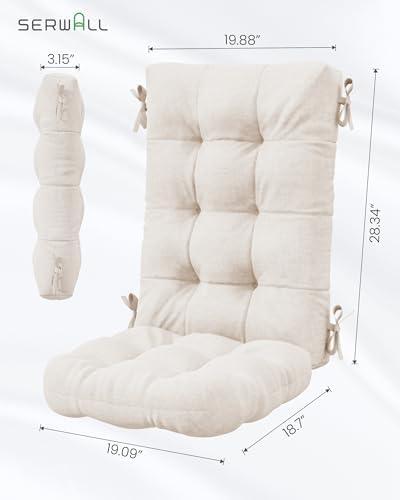 SERWALL HDPE Outdoor Rocking Chair Cushion Set of 4, Beige - Image 3