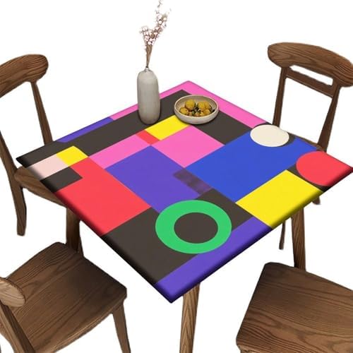 Square Table Cloth, Modern Geometric Pattern Printed on Washable Patio Coffee Table Cover, Perfect for Meals Coffee Guest Dinners, Fit for 32" x 32" Square Tables by JRBSZMI2