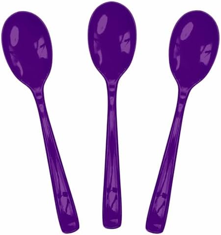 SietDESEO 25 PCS Purple Plastic Spoons Disposable Utensils Heavy Duty Purple Spoons Disposable Cutlery for Birthday Wedding Baby Shower Bridal Shower Plastic Silverware by SietDESEO