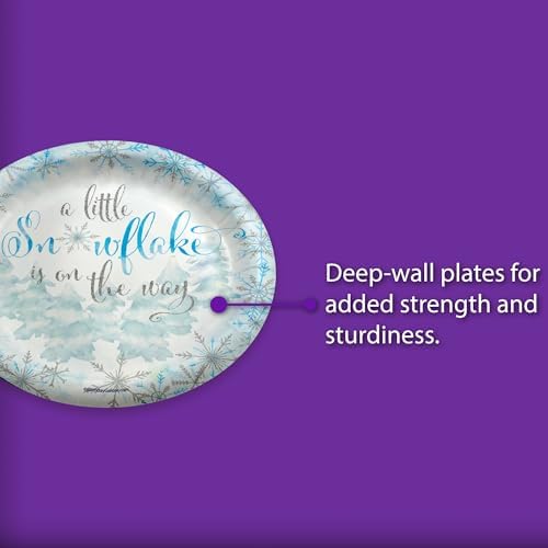 Birthday Galore A Little Snowflake is On The Way Boy's Baby Shower - 32 Piece Disposable Party Supplies - Winter Baby Shower Decorations - Round Party Plates - Large 9" Paper Plates In Bulk - Image 4
