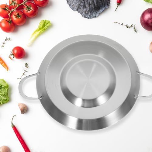 Hemoton Stainless Steel Concave Frying Pan 38cm Flat Bottom - Image 3