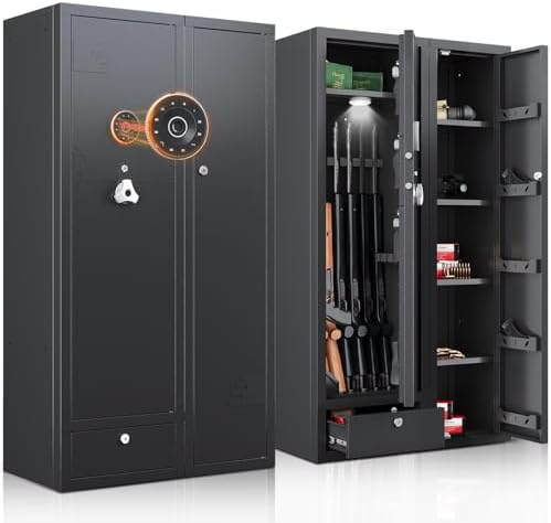 KAER 18-20 Gun Safe Gun Cabinet Large Gun Safes for Rifles and Pistols Rifle Safe for Home High Capacity Electronic Gun Cabinets for Rifles and Shotguns with Drawer,Removable Shelf by KAER