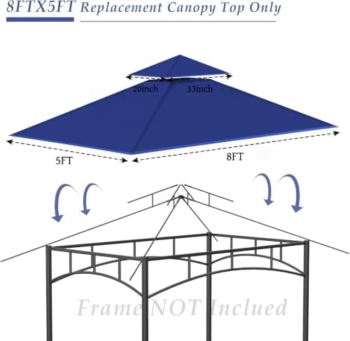 5' x 8' Grill Gazebo Replacement Top for L-GG001PST-F, Blue - Image 3