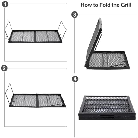 REDCAMP Large Folding Campfire Grill, 36" Portable Heavy Duty Steel Grate, Fire Pit Grill Grate with Legs Carrying Bag for Outdoor Camping Cooking BBQ - Image 5