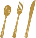 HEIPINIUYE 75 Pack Gold Plastic Cutlery Heavy Duty Gold Plastic Knives Forks and Spoons Disposable Silverware Set for 25 Guest Camping Birthday Baby Shower Party Cutlery Set by HEIPINIUYE