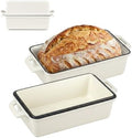 Northriver Casting 2 in 1 Enameled Cast Iron Bread Pan with Lid, Perfect Bread Oven, Loaf Pans for Baking Homemade Sourdough Bread 9x5, 2 Piece set, White by NorthriverCasting
