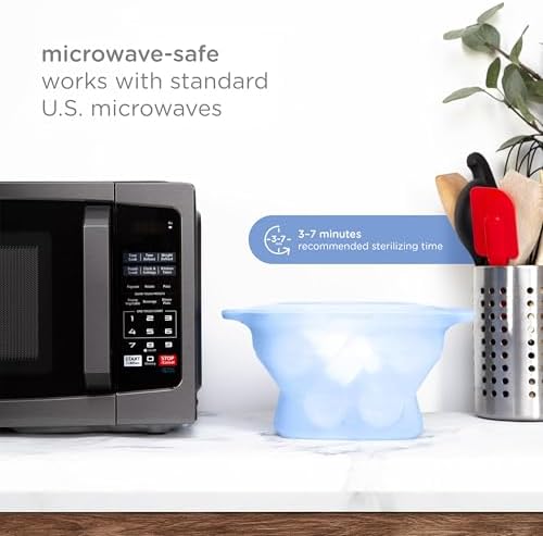 Ubbi 3-in-1 Collapsible Microwave Baby Bottle Sterilizer Wash Bin, Blue - Image 6
