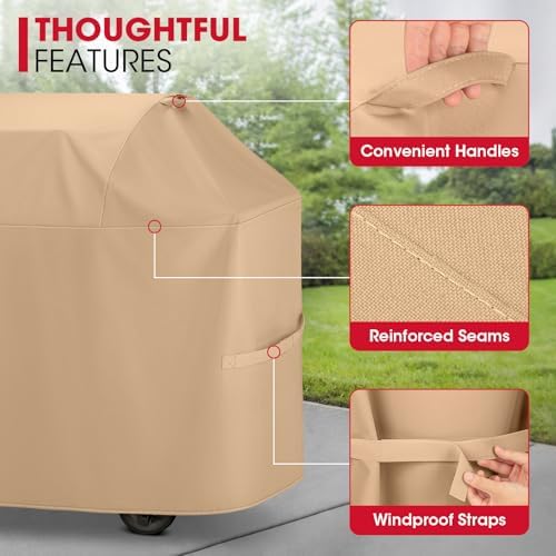 Unicook Grill Cover Heavy Duty Waterproof UV Resistant 60 Inch, Light Brown - Image 5