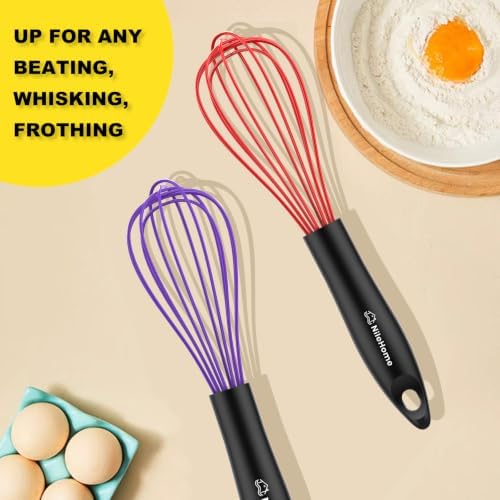 NileHome Silicone Whisk Set 8" 10" 12" Kitchen Whisk Multicolor,3-pack - Image 7