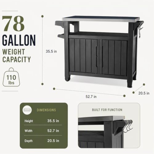 Outdoor Prep & Storage Cart, Stainless Steel Top, Black, 2-Pack - Image 5