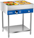 TOPKITCH ETL Listed 4-Pan Commercial Food Warmer, Electric Steam Table, 120V 1700W Stainless Steel Buffet Catering Food Warmer with Undershelf and Workspace, for Buffet,Parties and Restaurants. by TOPKITCH