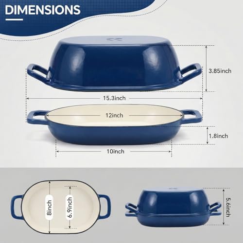 Northriver Casting Enameled Cast Iron Oval Dutch Oven for Bread Baking，12"x8" Bread Pot with Lid，Ideal for Sourdough, Artisan Loaves & Family Meals，5 Qt - Image 2