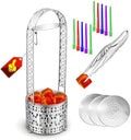 Portable Hookah Charcoal Basket with Coal Tongs,50 pre-Cut foil Sheets, 20 hygienic mouthpieces - Metal Storage Container & Holder for Shisha Accessories (Silver Basket 15.7") by Unknown