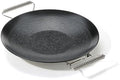 camping moon BBQ Grill Pan Dia 12.8-inch Round Griddle 3-Ply Composite Steel Nonstick Foldable Handle for Open Fire Gas Stove Outdoor & Indoor Use GRW-33F by CAMPINGMOON