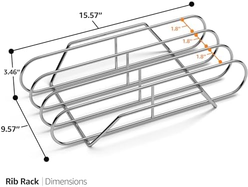 Sorbus Rib Rack for Smoking, Grill Roasting Stand (XL, Stainless Steel) - Image 2