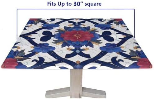 Outdoor Tablecloths with Elastic, Moroccan Trellis Pattern Printed on Washable Foldable Dining Table Cover, Ideal for Special Occasions Holidays, Fit for 30" x 30" Square Tables - Image 5