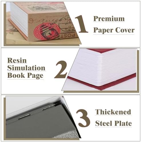 Decorative Book Safe Lock Box, Vintage Diversion Hidden Safe Faux Book Box - Image 5