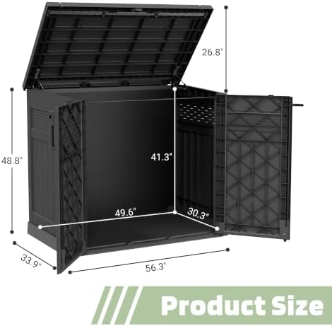 LHBcraft Large Outdoor Storage Cabinet 51 Cu Ft with Lockable, Outdoor Storage Box with Pneumatic Hydraulic Lid-Easy to Assemble, Waterproof Outdoor Storage Shed for Backyards, Patios - Image 6