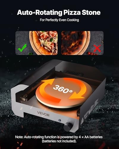 VEVOR 16 in Outdoor Pizza Oven, Auto Rotating Propane Gas Pizza Ovens, Portable Pizza-Cooker with Electric Rotate Pizza-Stone, Carry Bag, Propane Pizza Maker For Outside Backyard Patio Camping, Black - Image 4