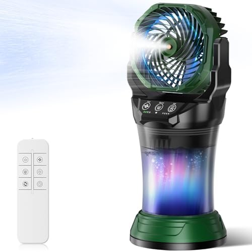 Portable Outdoor Misting Fan with 4 Mist Modes & Remote, 2L Tank & 30000mAh Battery, Powerful Cooling Mister, Extreme Heat Relief for Patio Camping Garden Backyard Tailgate Parties (Green) by Ocikrymistingfan
