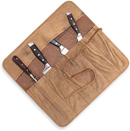 Angus Stoke Knife Bag for Chefs–knife Roll Bag leather 7 slots – Leather Knife Case Noah (brown) - Image 3