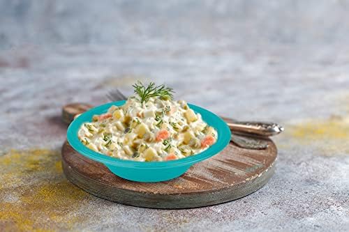 DecorRack 24 Turquoise Plastic Bowls, 7 in Disposable 12 oz Bowl - Image 3