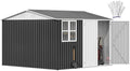 DWVO 10' x 10' Outdoor Metal Storage Shed with Windows & Lockable Doors by DWVO