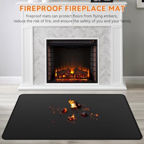 Fireplace Mat Fireproof, 48 x 30 Inch Hearth Rugs for Fireplaces Fire Resistant, Indoor Fire Pit Wood Stove Pads, Outdoor Under Grill Mats, Protect Floors and Decks from Sparks Embers - Image 4