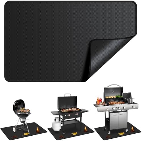 48 x 30 inch Under Grill Mats for Outdoor Grill, Double-Sided Fireproof Deck Patio Protector Mat, Waterproof Oil-Proof BBQ Floor Pad Indoor Fire Pit Fireplace Mat by GRIBUDDY